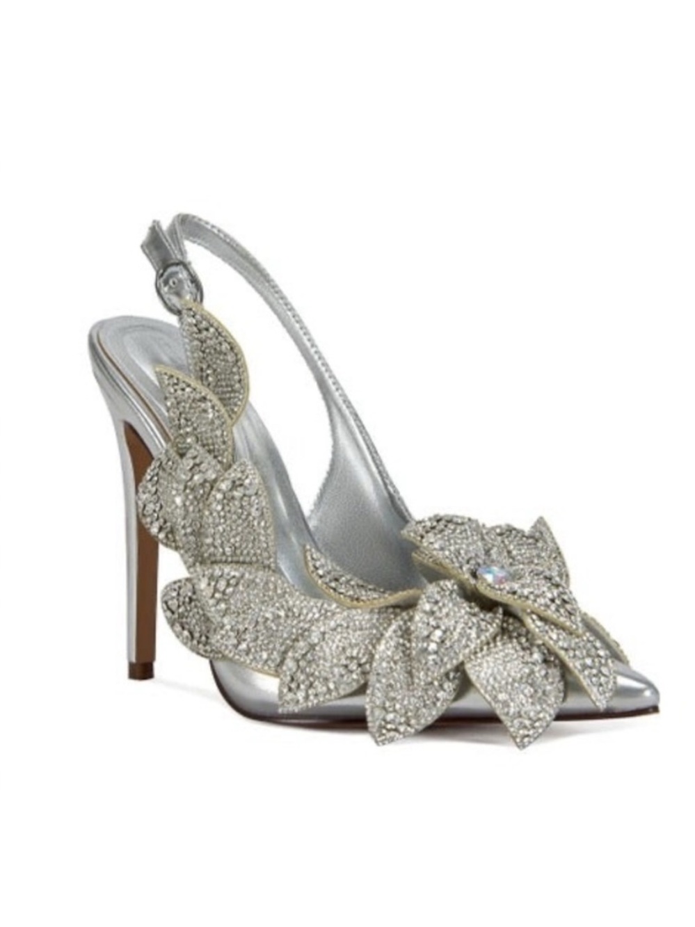 Azalea Wang Crystal Petal Slingback Heels